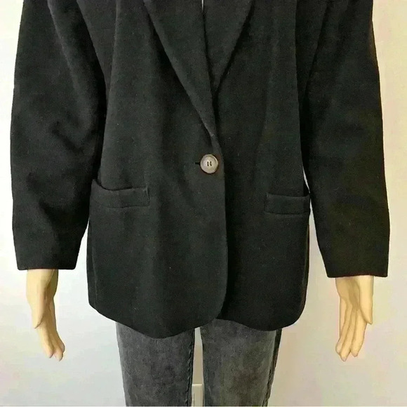 Vintage Oversized Minimalist  Black Wool Blended Blazer Suite Jacket - Picture 3 of 13